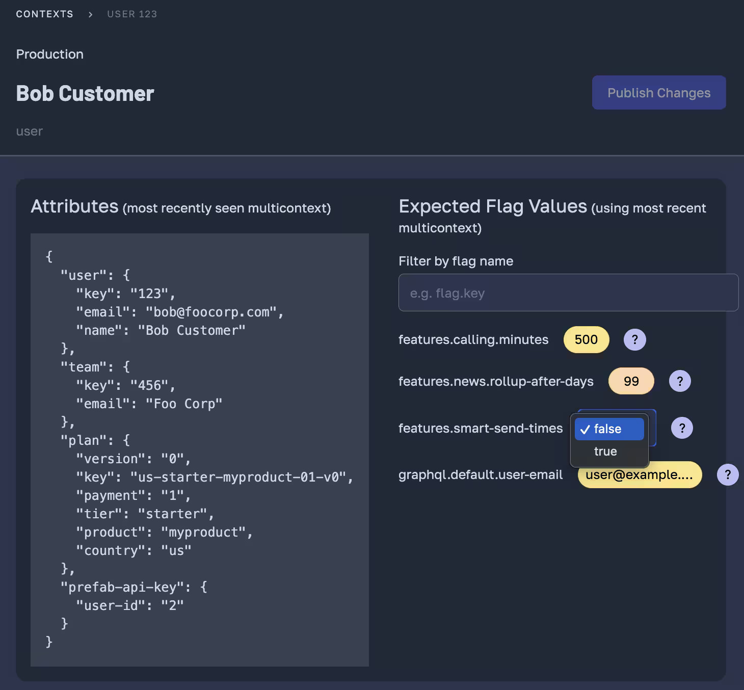 Setting a value from context