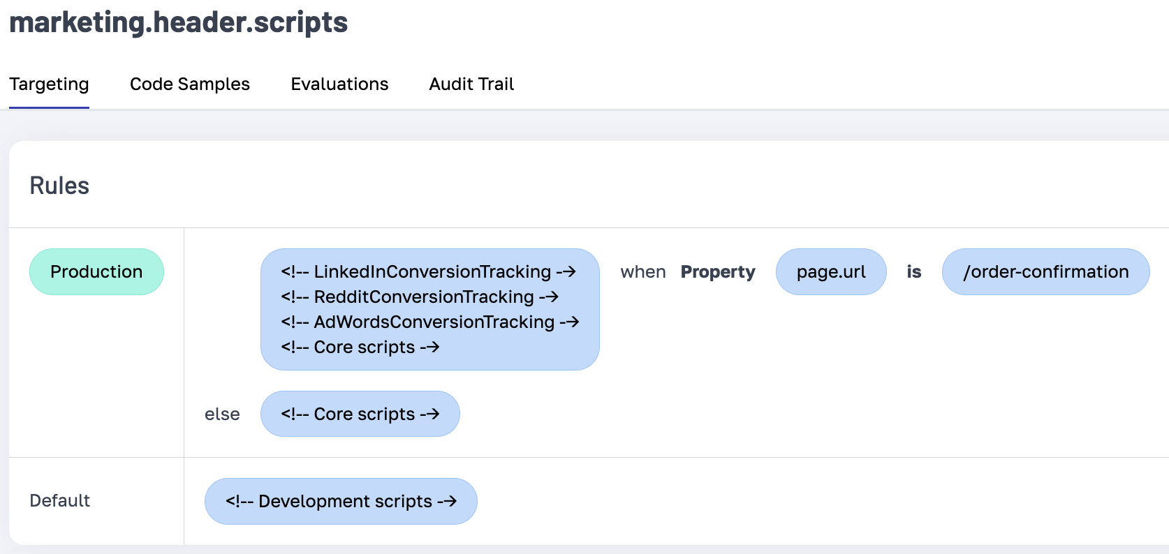 Prefab UI showing targeting scripts based on page.path