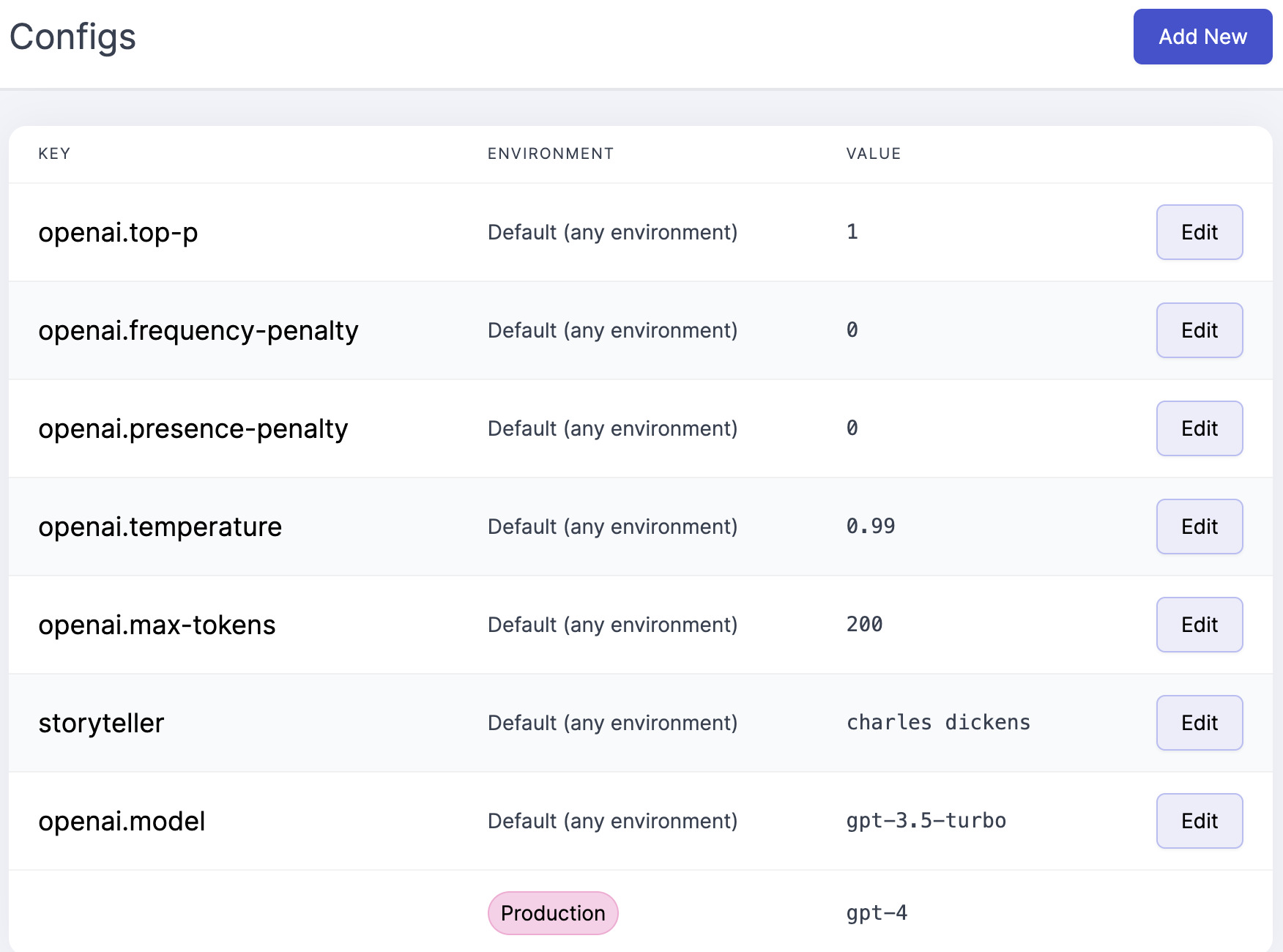 OpenAI configuration options